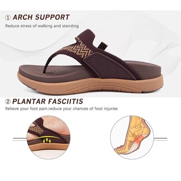 COFACE Orthotic Sandals Flip Flops Women’s Size 9 Arch Support Plantar Fasciitis - Picture 2 of 8